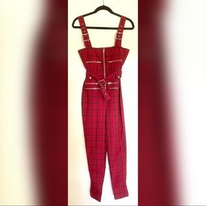WeWoreWhat Red Plaid Jumpsuit